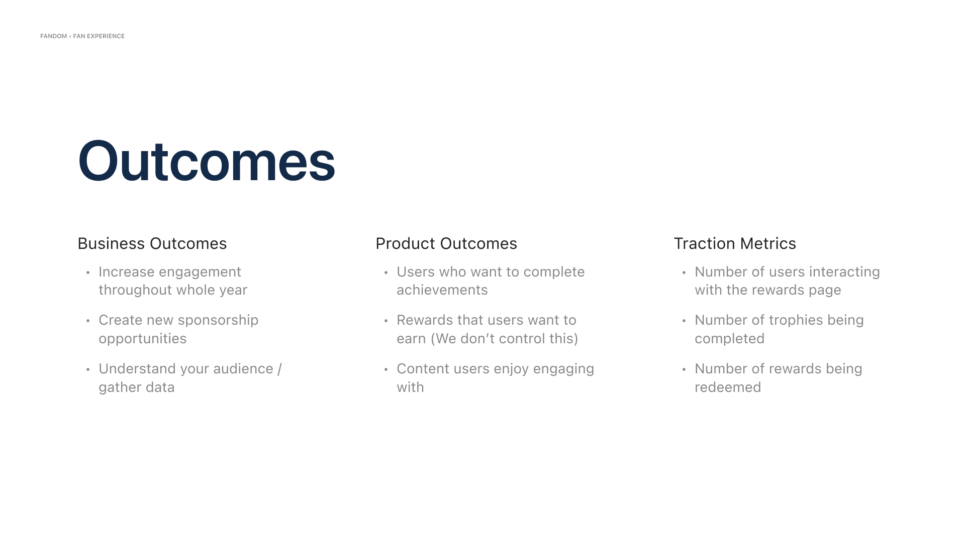 Fandom Outcomes