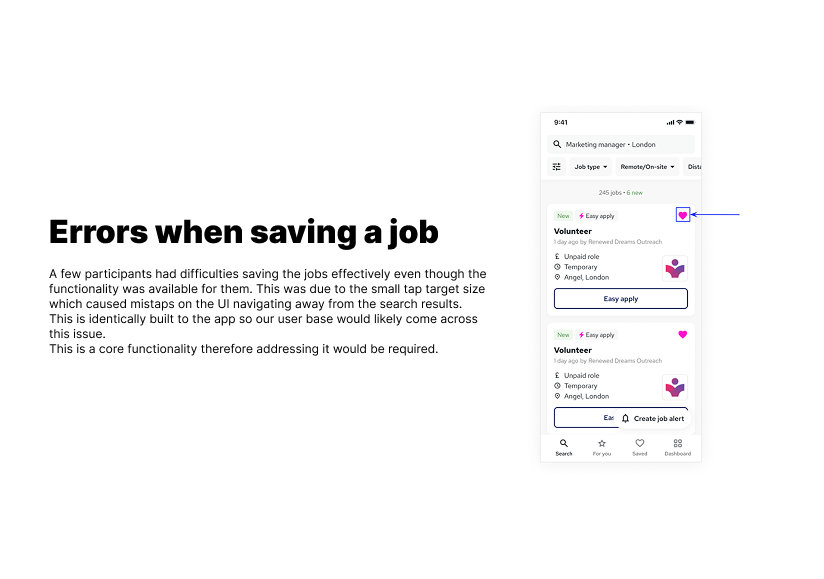 Errors when saving a job