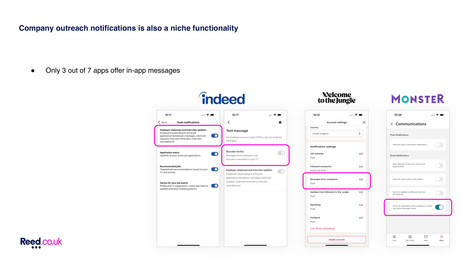 Company outreach notifications — niche functionality